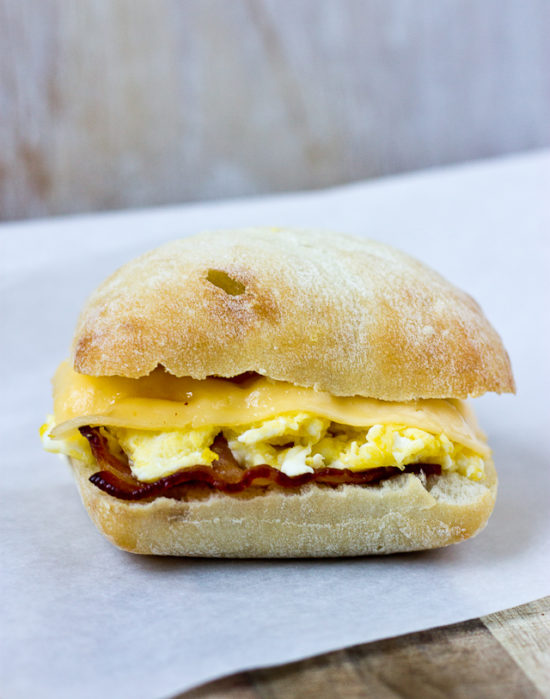 Bacon, Egg, and Gouda Breakfast Sandwich | Love & Zest