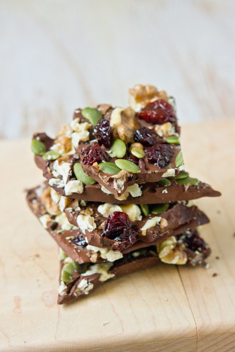 Dark Chocolate Cherry & Chia Bark | Love & Zest