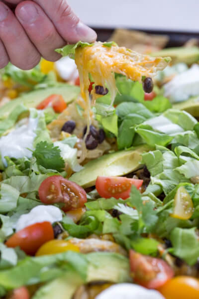 Sheet Pan Chicken Nachos | a Mexican inspired weeknight recipe